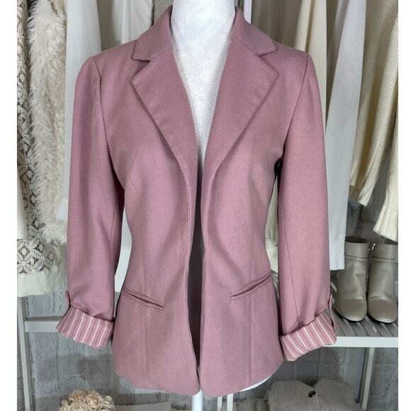 41 Hawthorn Women's Sz S Mauve Pink Open Front Lined Cuffed Blazer Jacket #0560 - Picture 1 of 14